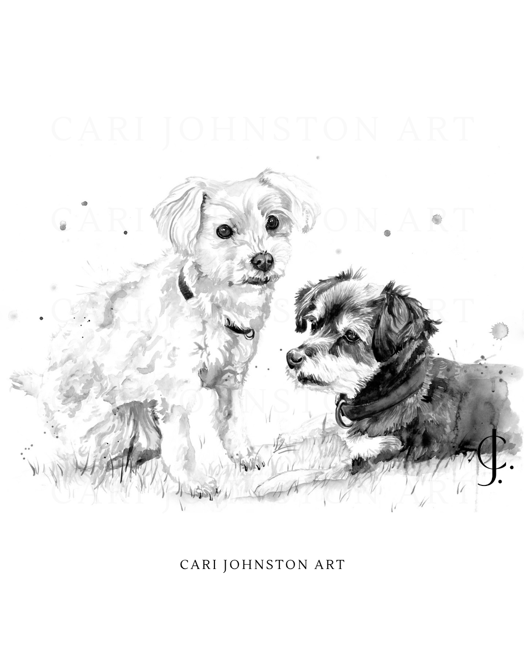 Custom Black and Grey Pet Portrait