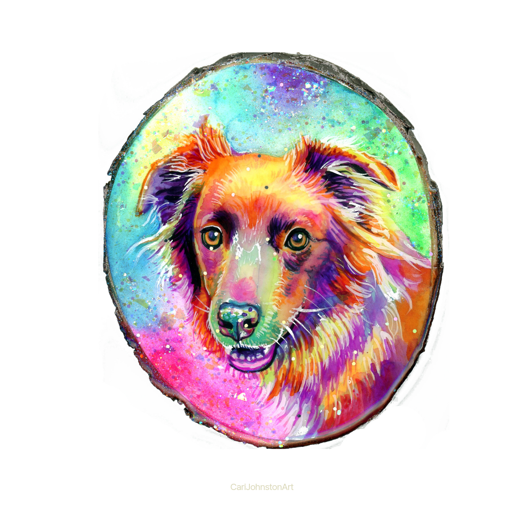 Custom Hand Painted Wood Slice Ornament
