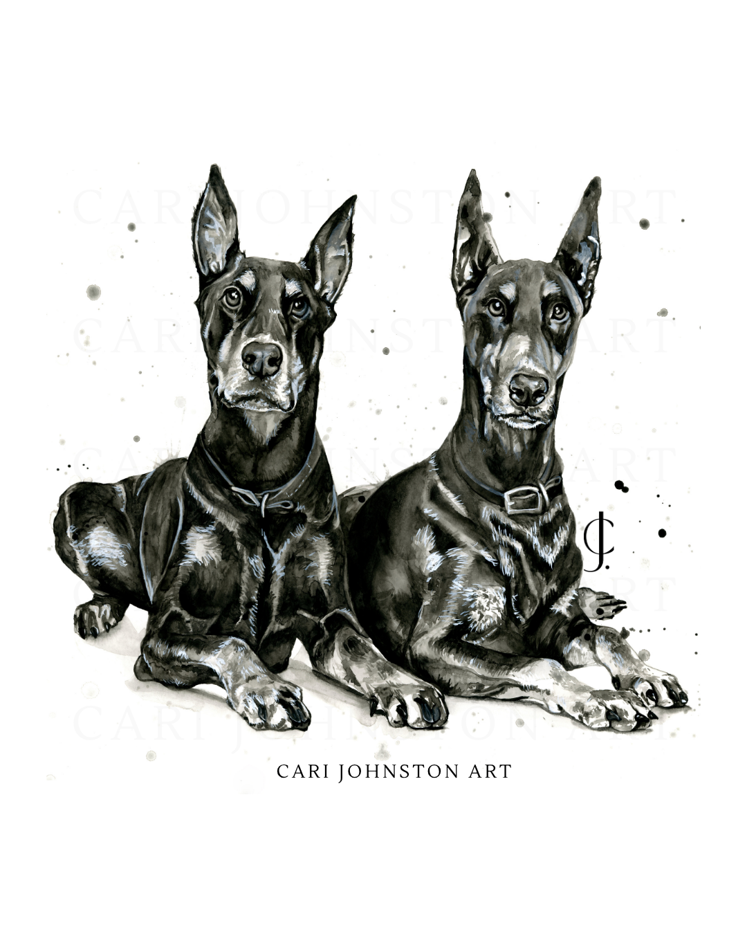 Custom Black and Grey Pet Portrait