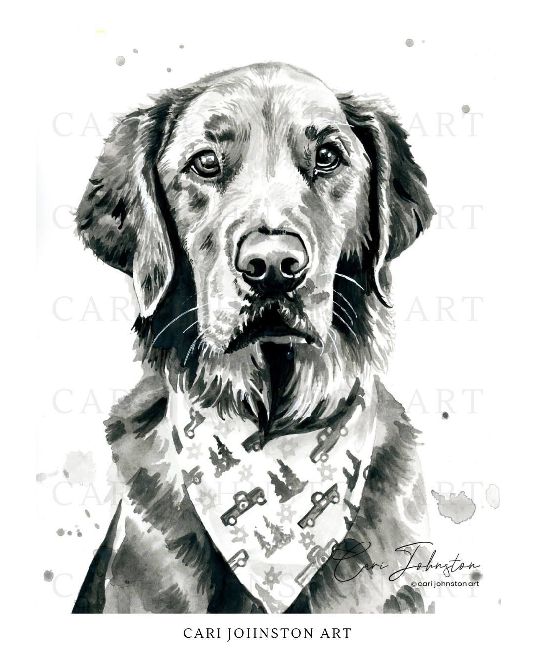 Custom Black and Grey Pet Portrait