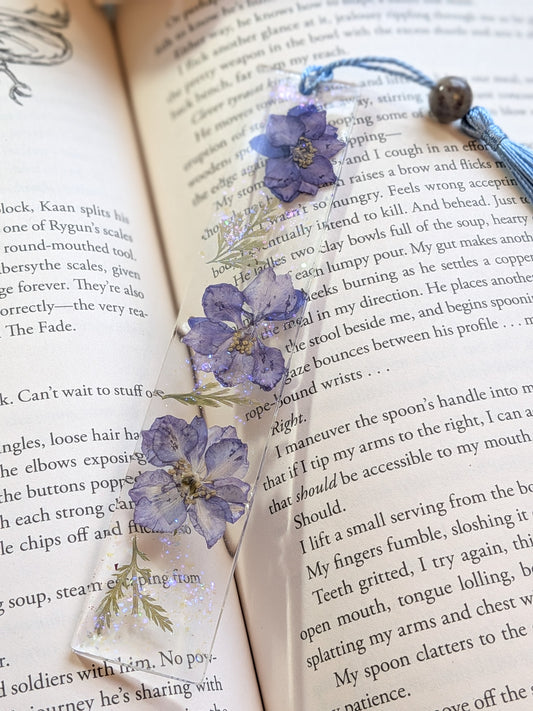 Purple Floral Bookmark with Fancy Jasper Gemstone Bead
