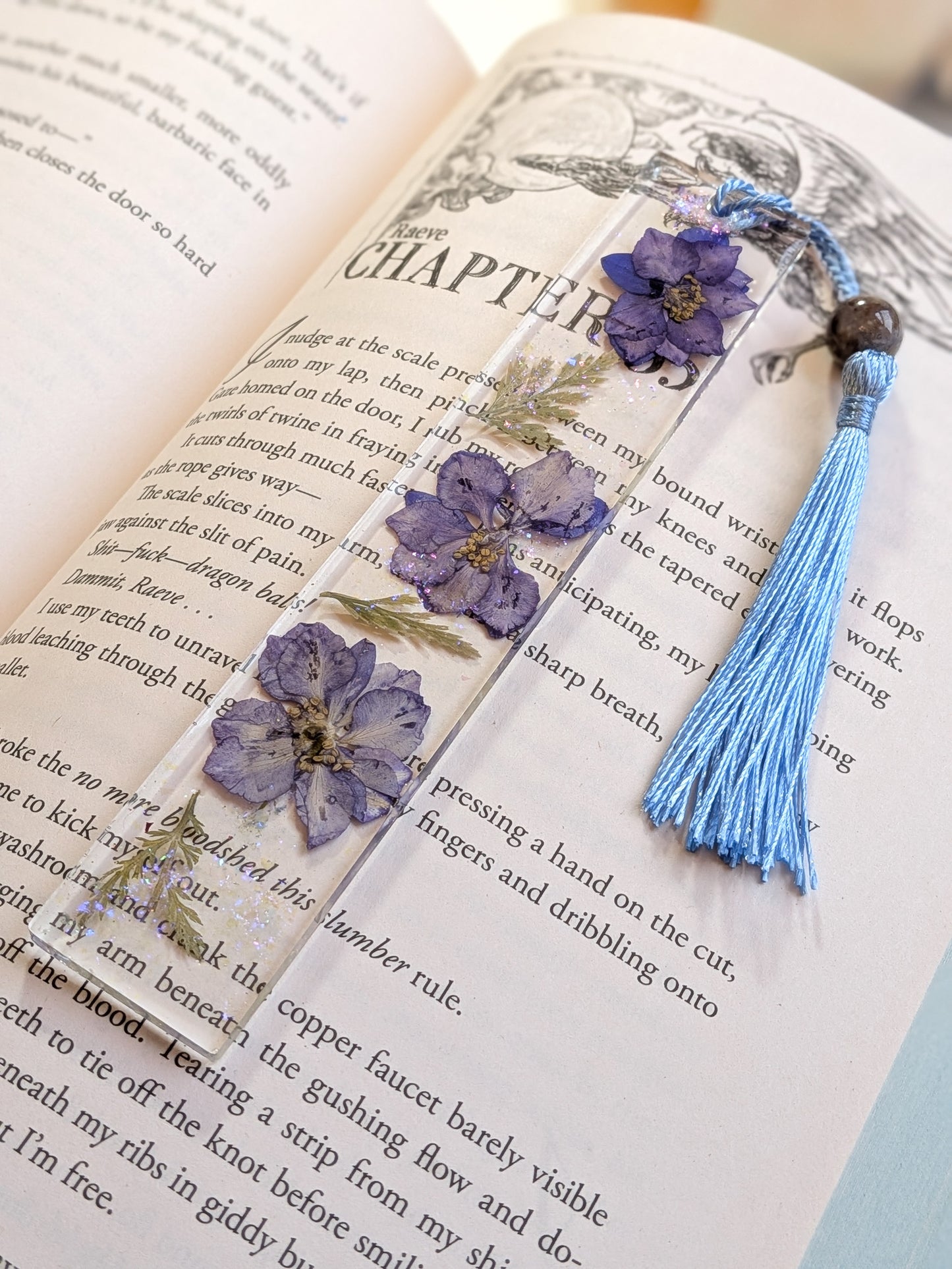 Purple Floral Bookmark with Fancy Jasper Gemstone Bead