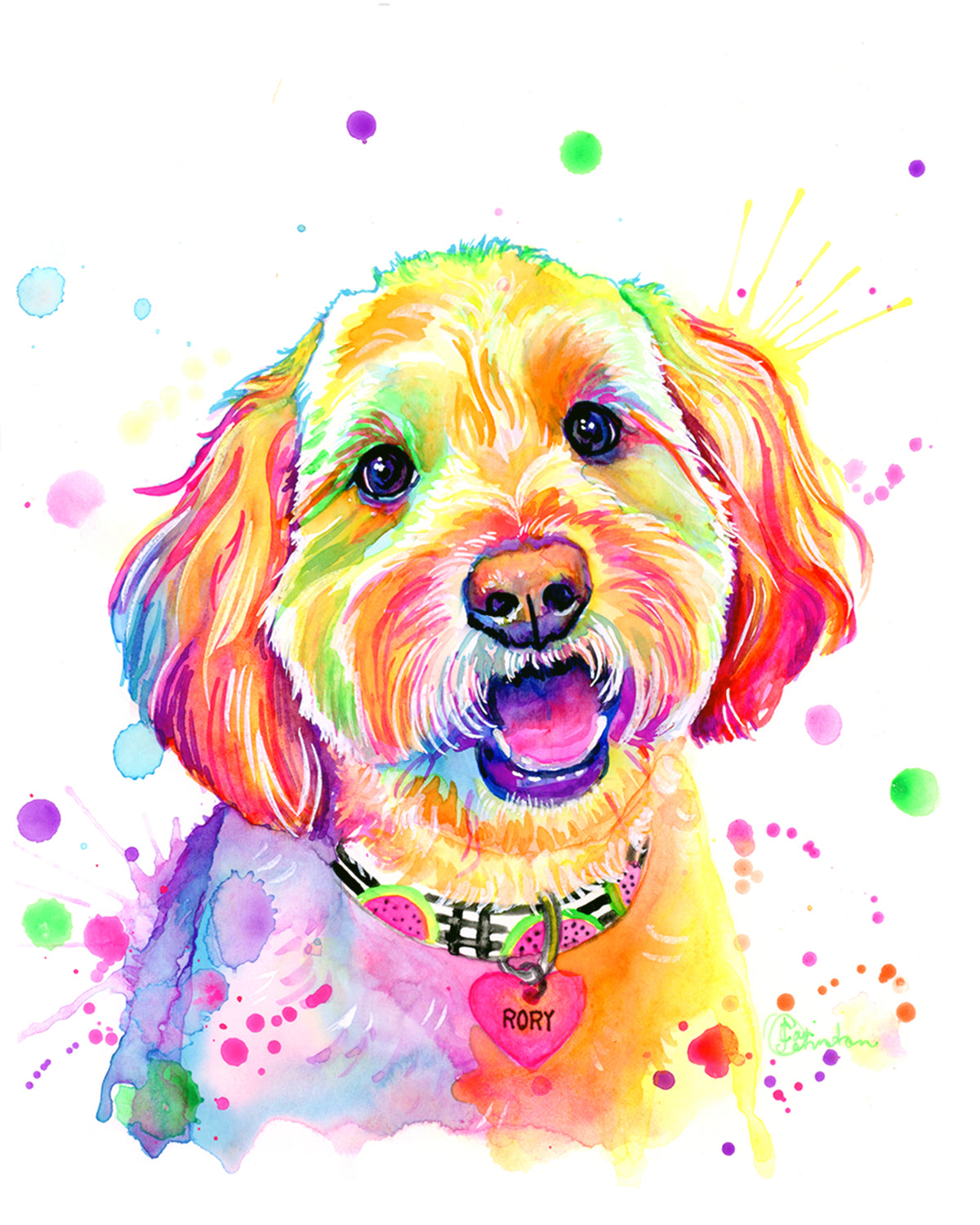 Custom Colourful Pet Portrait