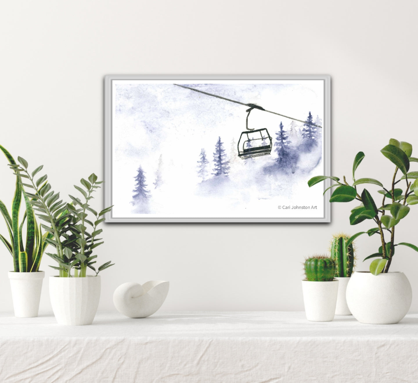 Foggy Chairlift Original Painting