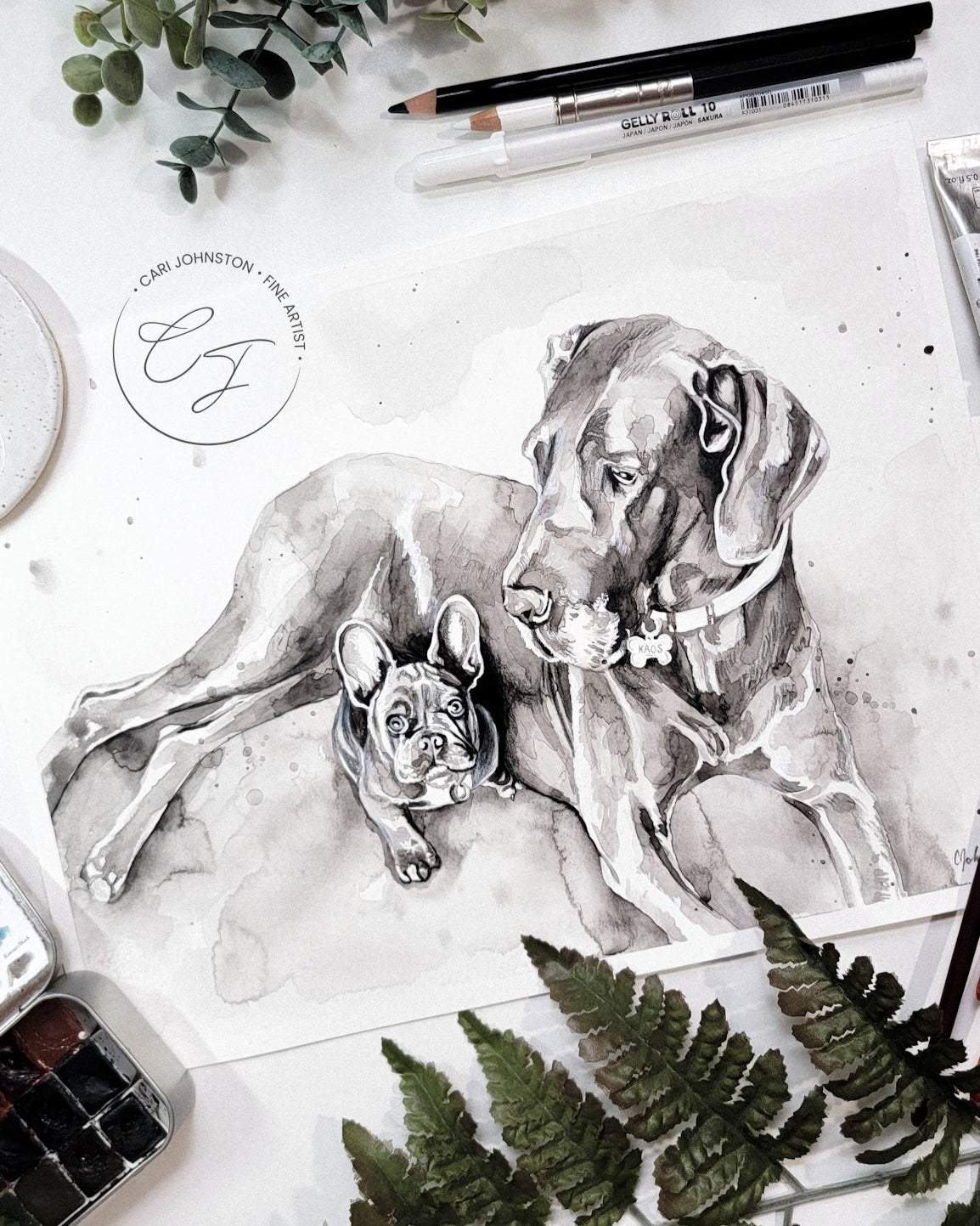 Custom Black and Grey Pet Portrait