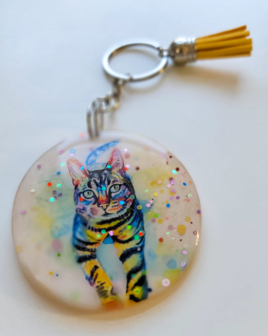 Tabby Cat Keychain