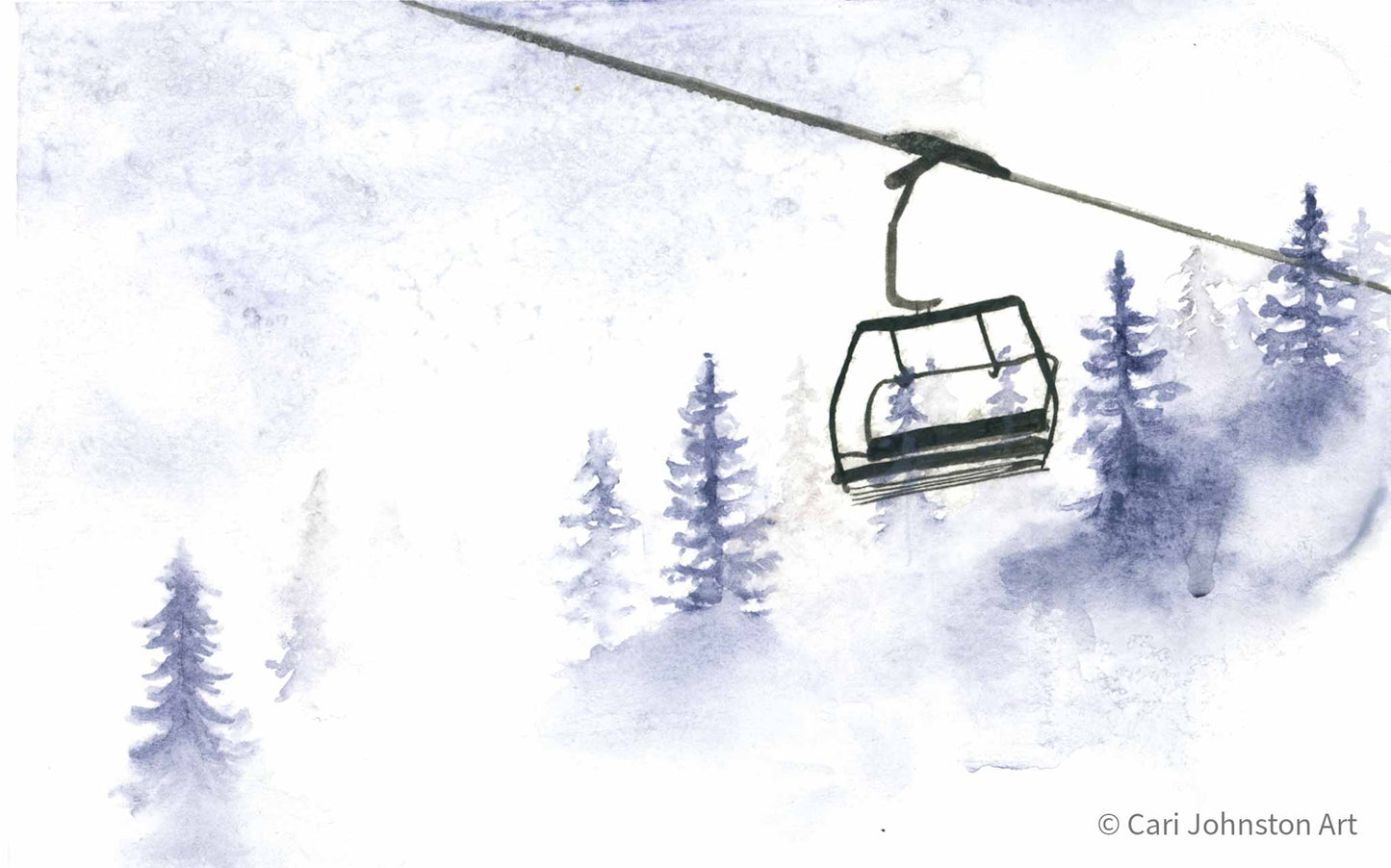 Foggy Chairlift Original Painting