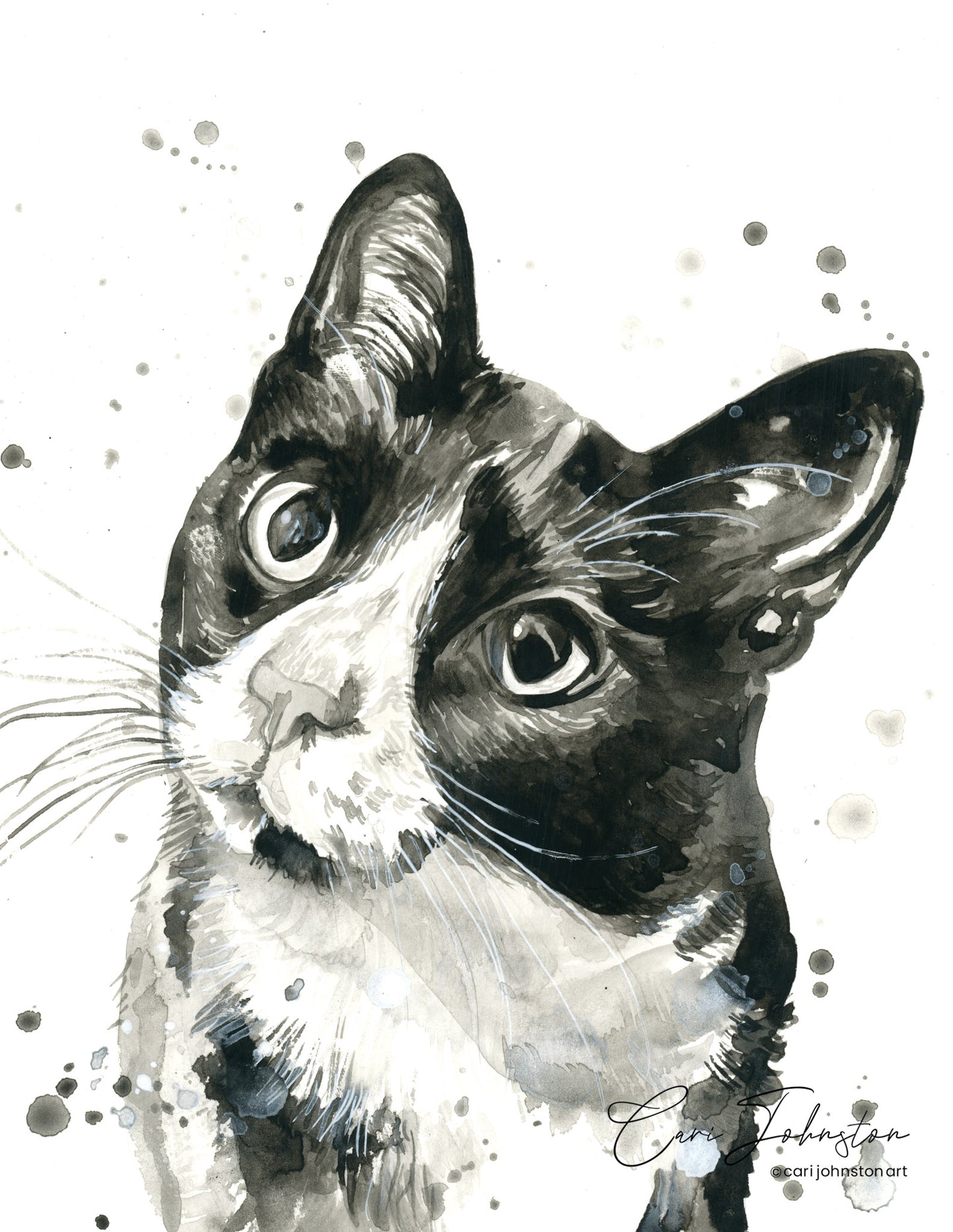 Custom Pet Portrait in Black & Grey