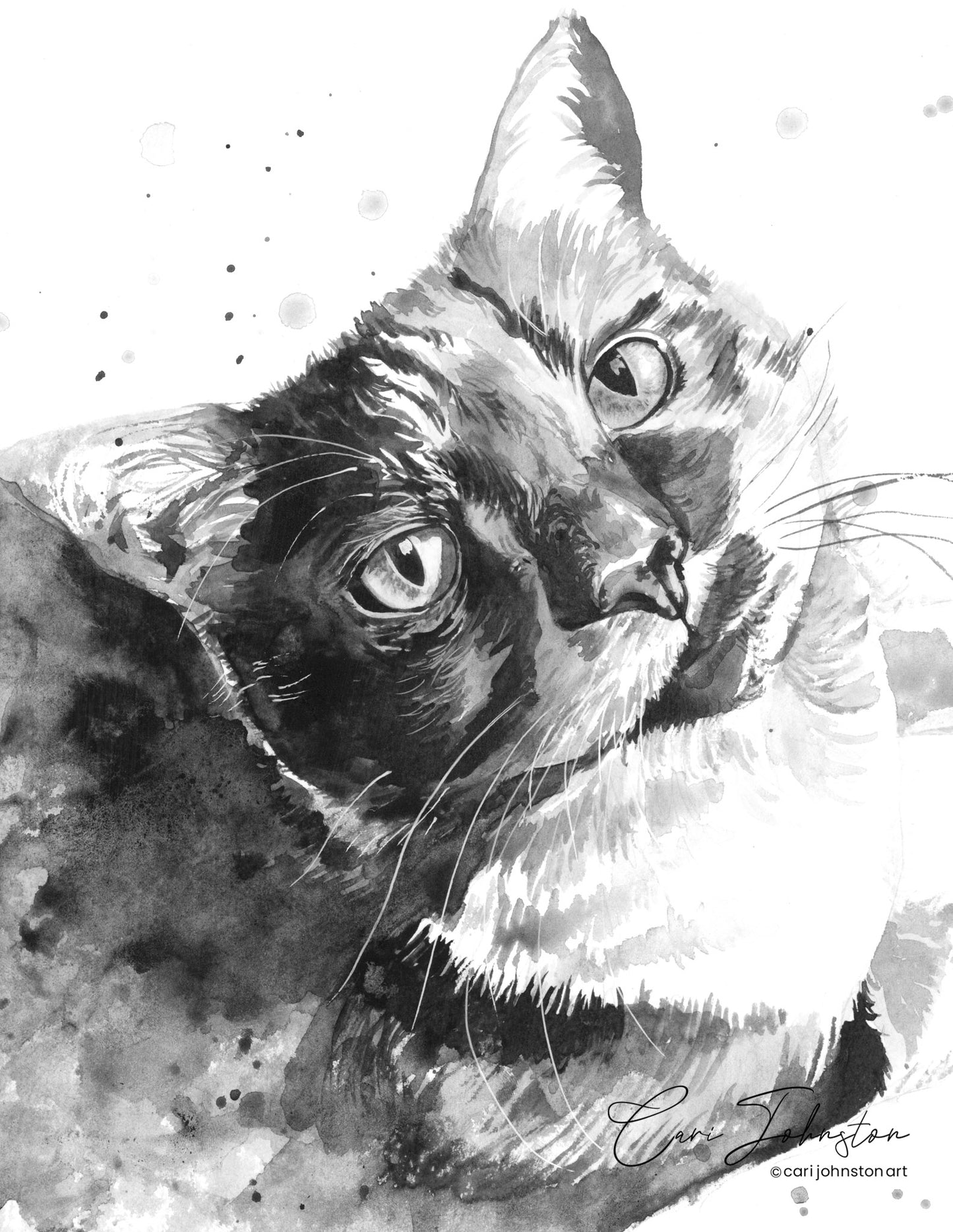 Custom Pet Portrait in Black & Grey