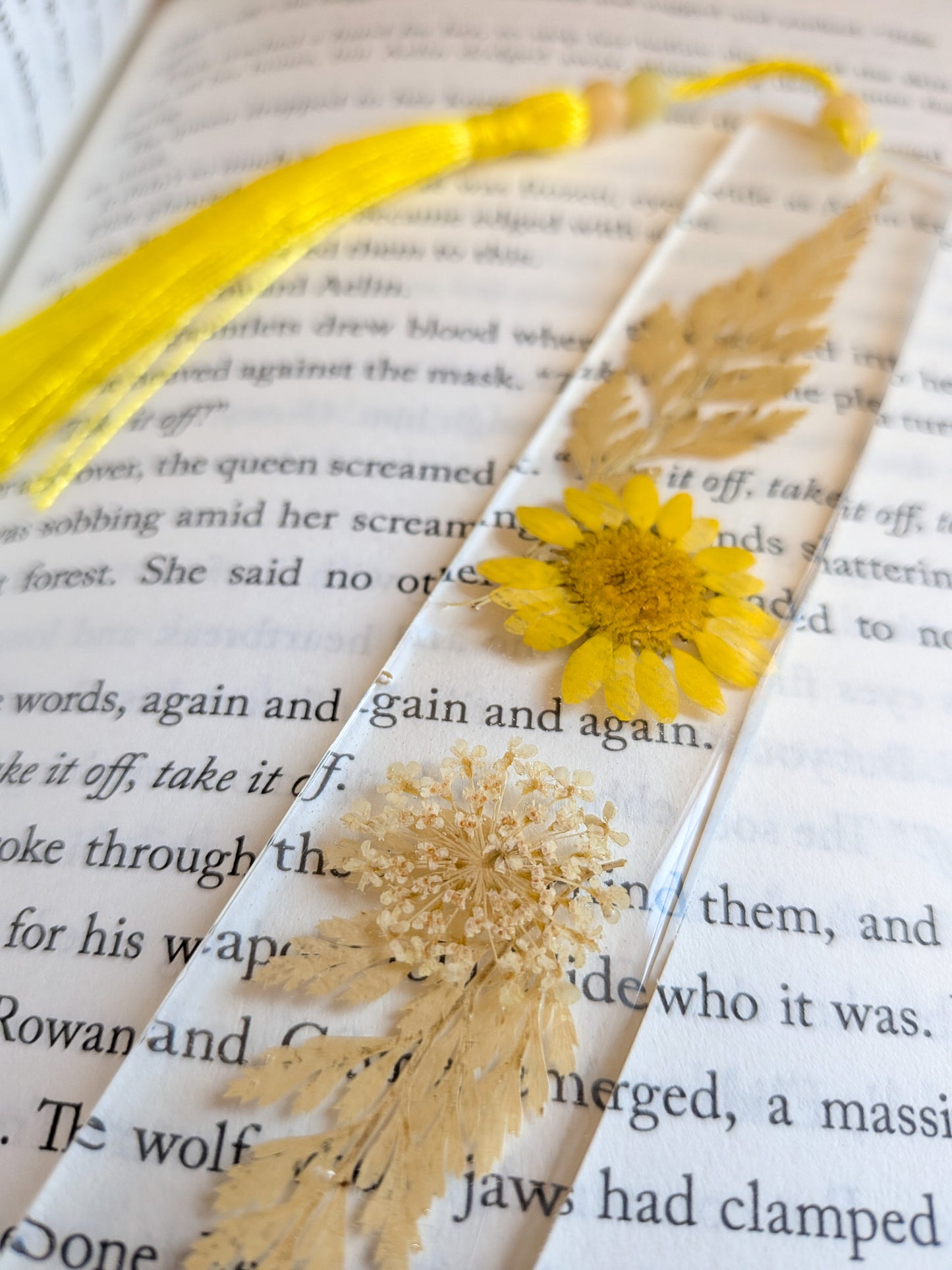 Yellow Floral Bookmark with Jade and Serpentine