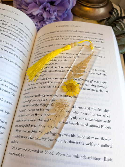 Yellow Floral Bookmark with Jade and Serpentine