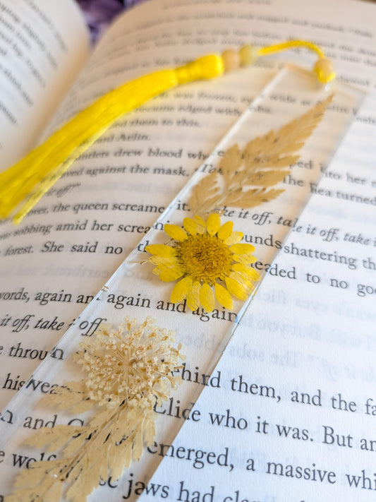 Yellow Floral Bookmark with Jade and Serpentine