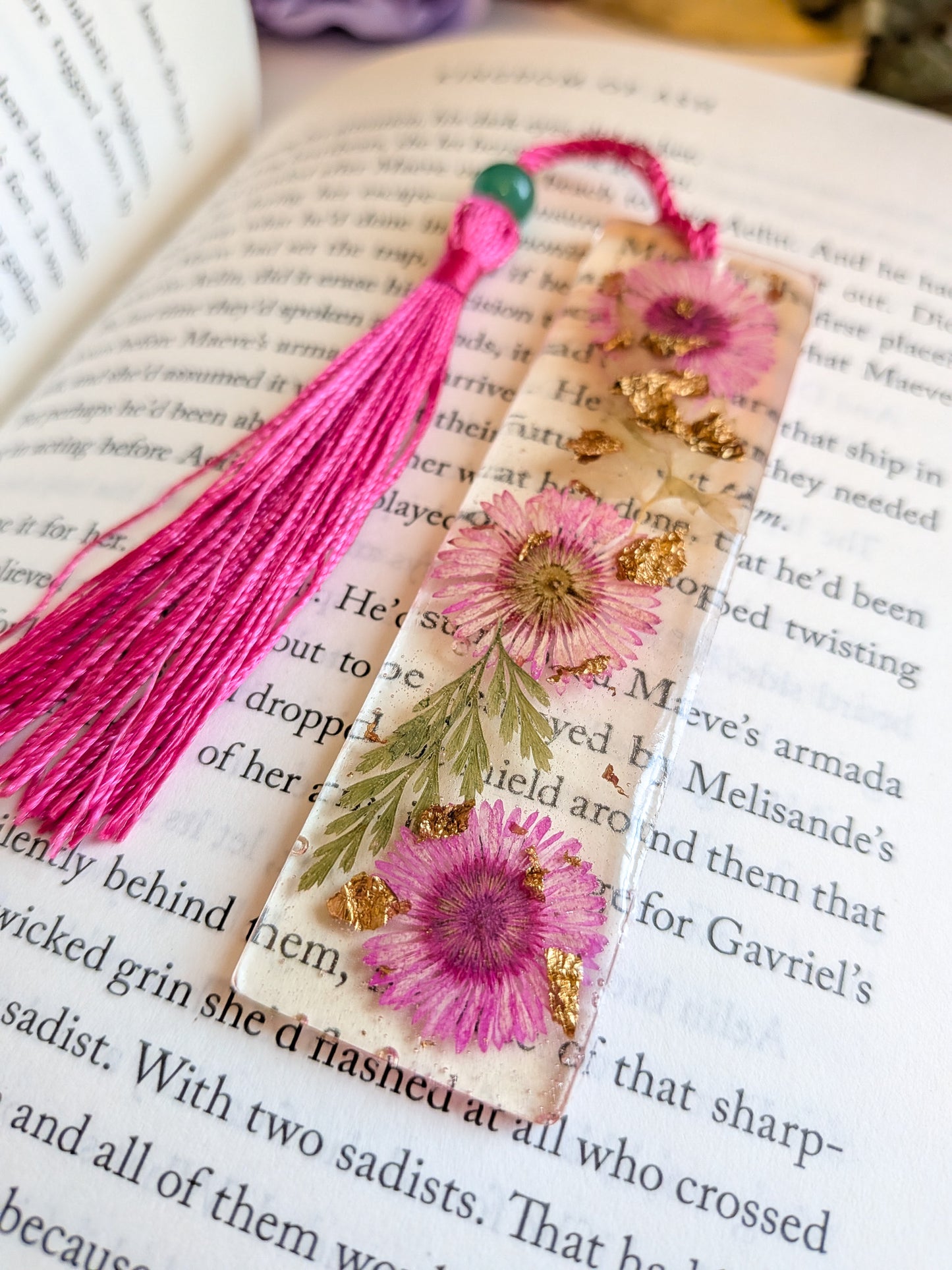 Hot Pink Floral Bookmark