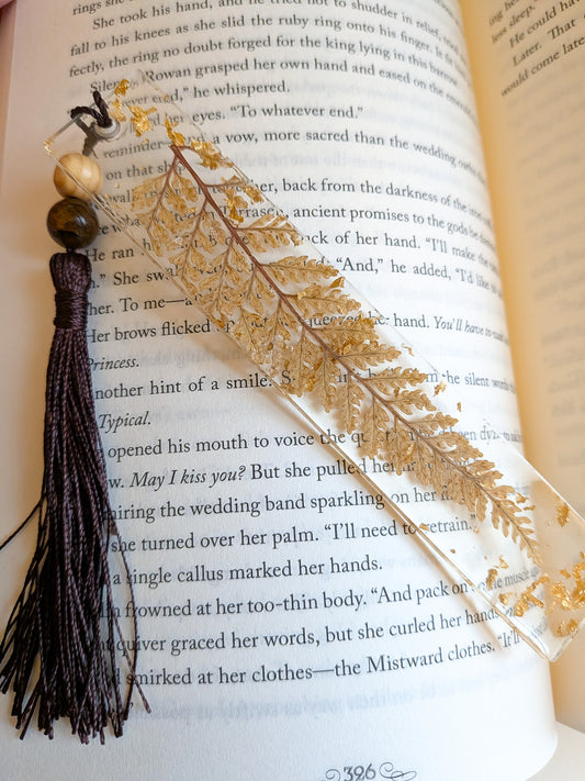 Bronze and Gold Tigers-eye Botanical Bookmark