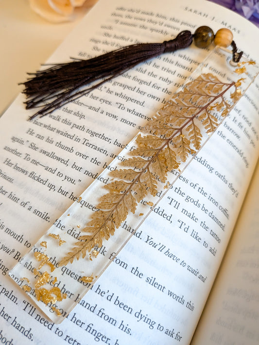Bronze and Gold Tigers-eye Botanical Bookmark
