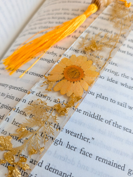 Orange and Gold Botanical Bookmark with Yellow Jade