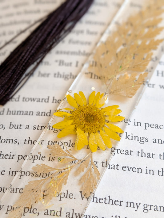 Bronze Botanical Bookmark with Serpentine and Yellow Jade