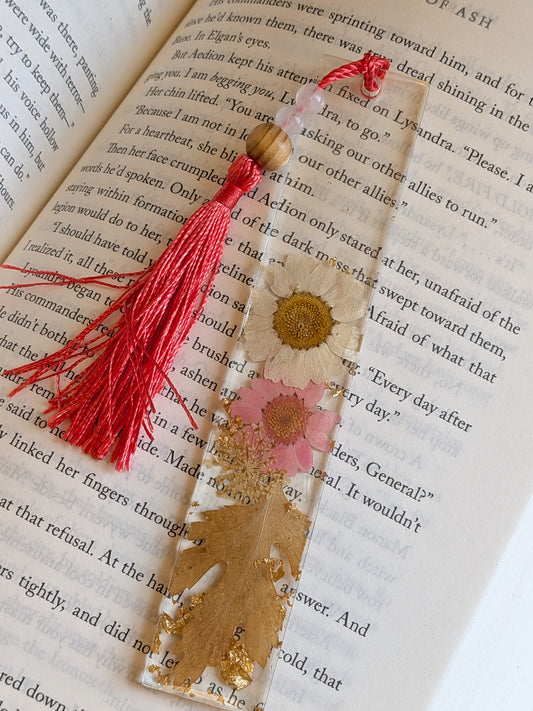 Hot Pink with Rose Quartz Botanical Bookmark