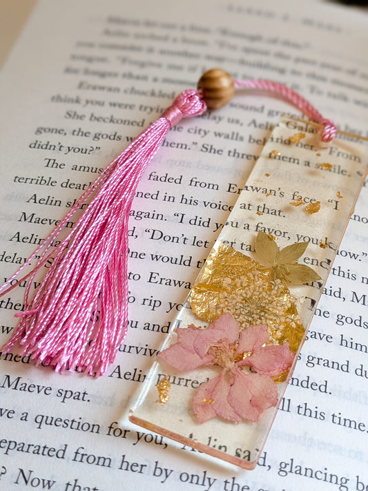 Pink and Gold Floral Bookmark