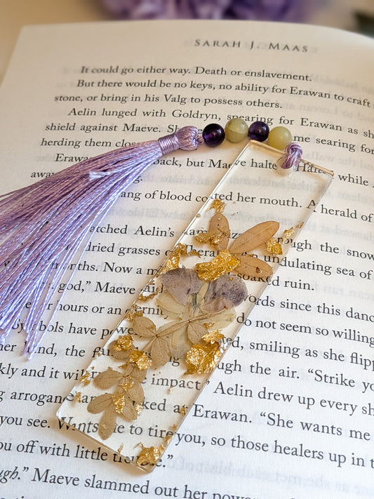 Purple and Gold Bookmark with Amethyst and Serpentine