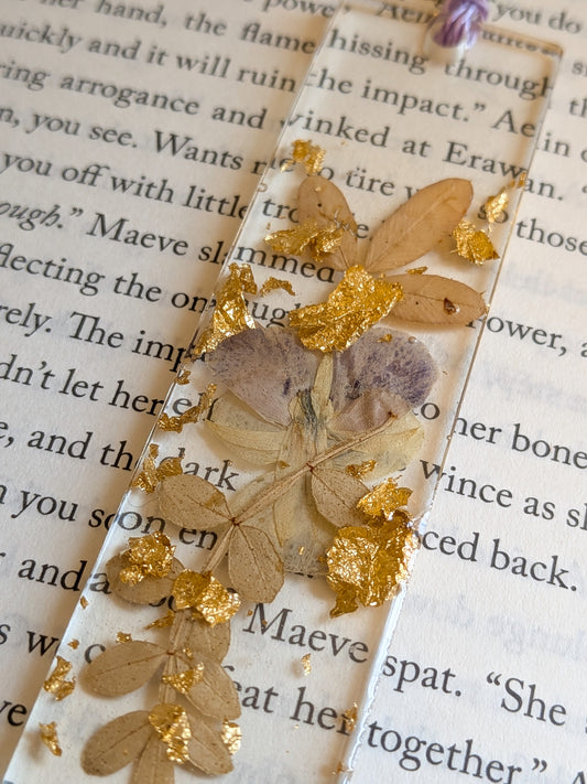 Purple and Gold Bookmark with Amethyst and Serpentine