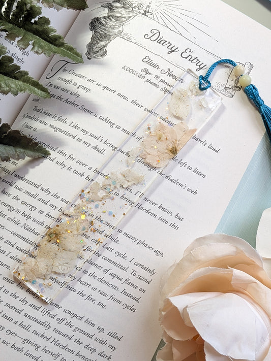 Blue Floral Bookmark with Serpentine and Jade