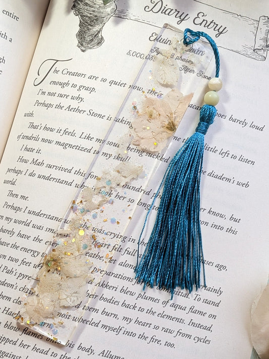 Blue Floral Bookmark with Serpentine and Jade