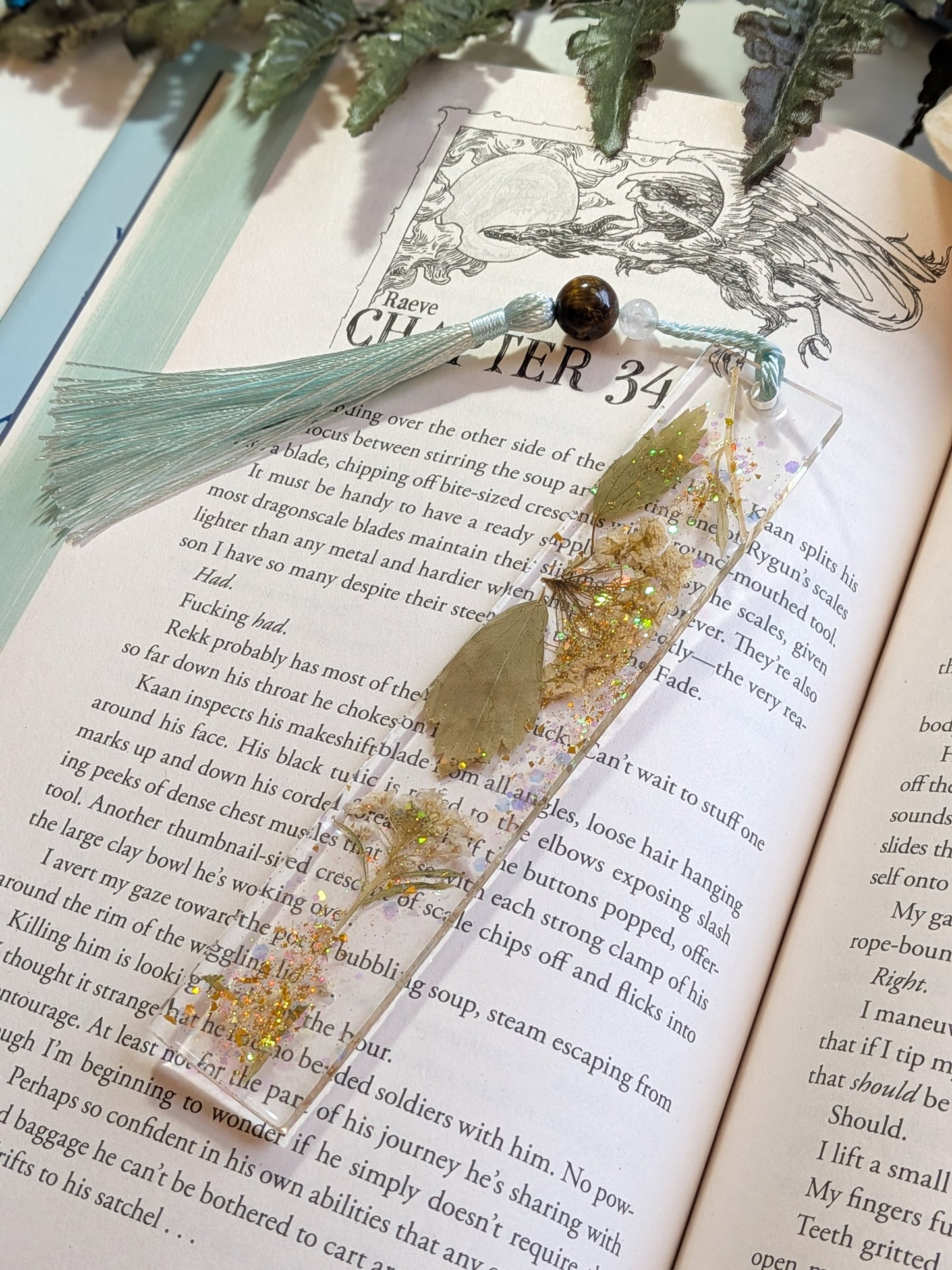 Blue Tigers-eye Botanical Bookmark
