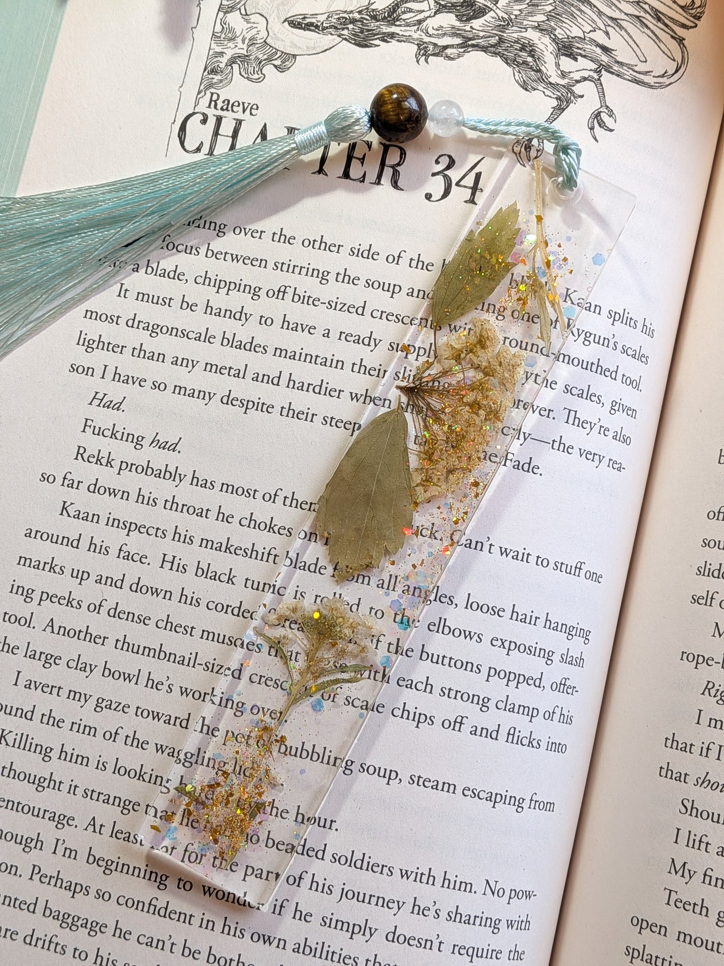 Blue Tigers-eye Botanical Bookmark