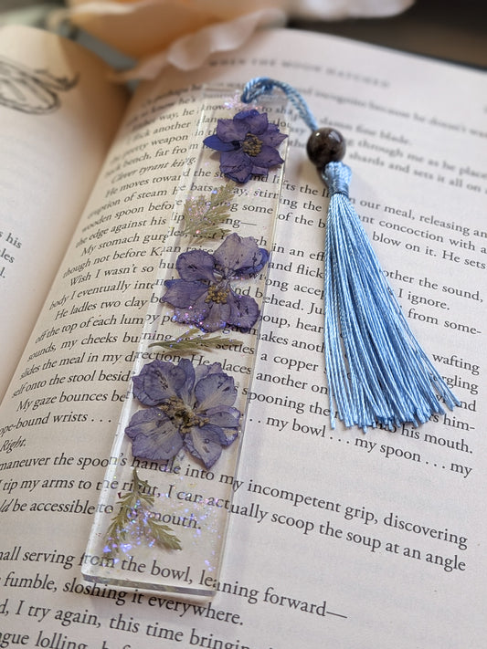 Purple Floral Bookmark with Fancy Jasper Gemstone Bead