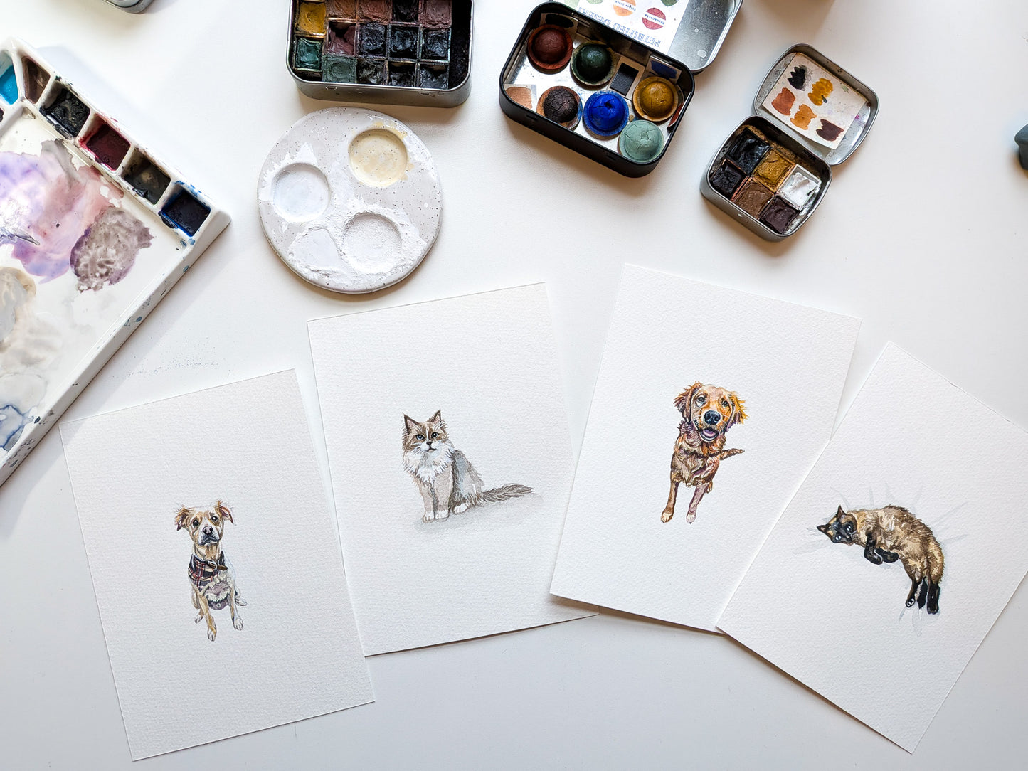 Mini Pet Portrait | Custom Handpainted 5x7 | Original Pet Painting by Cari Johnston Art