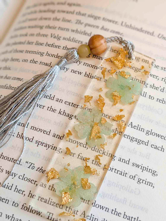Periwinkle and Gold Bookmark with Serpentine