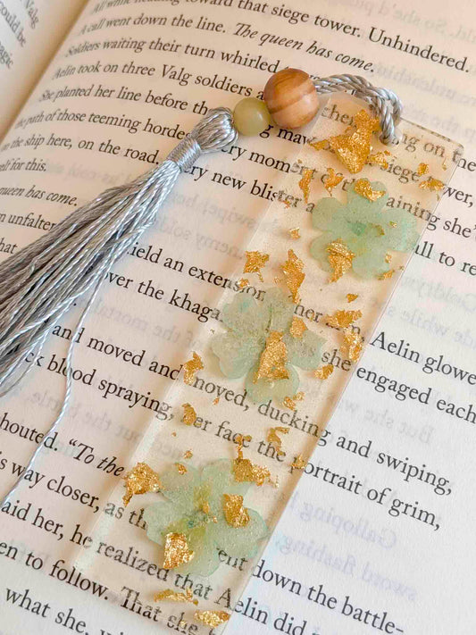 Periwinkle and Gold Bookmark with Serpentine
