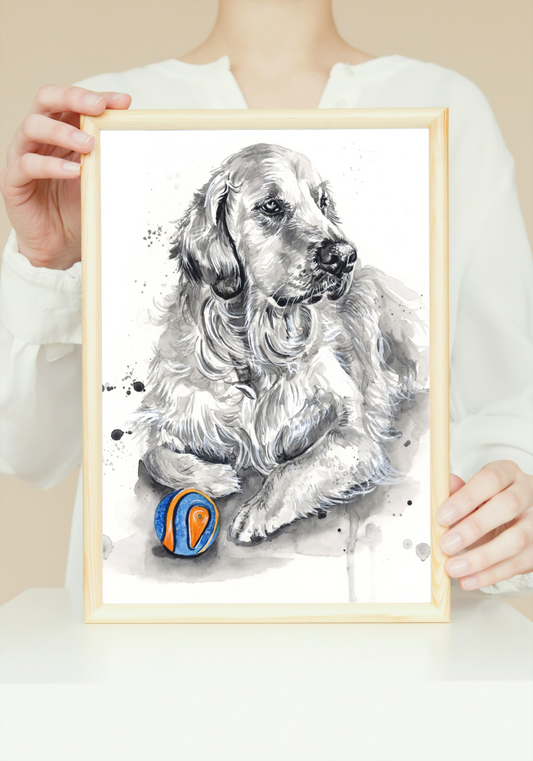 Custom Black and Grey Pet Portrait