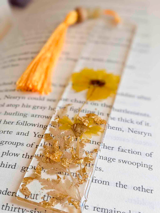 Yellow Botanical Bookmark with Serpentine
