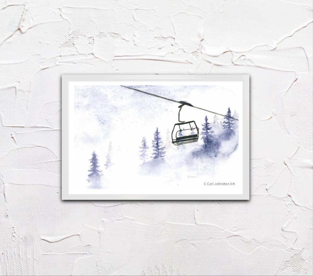 Foggy Chairlift Original Painting