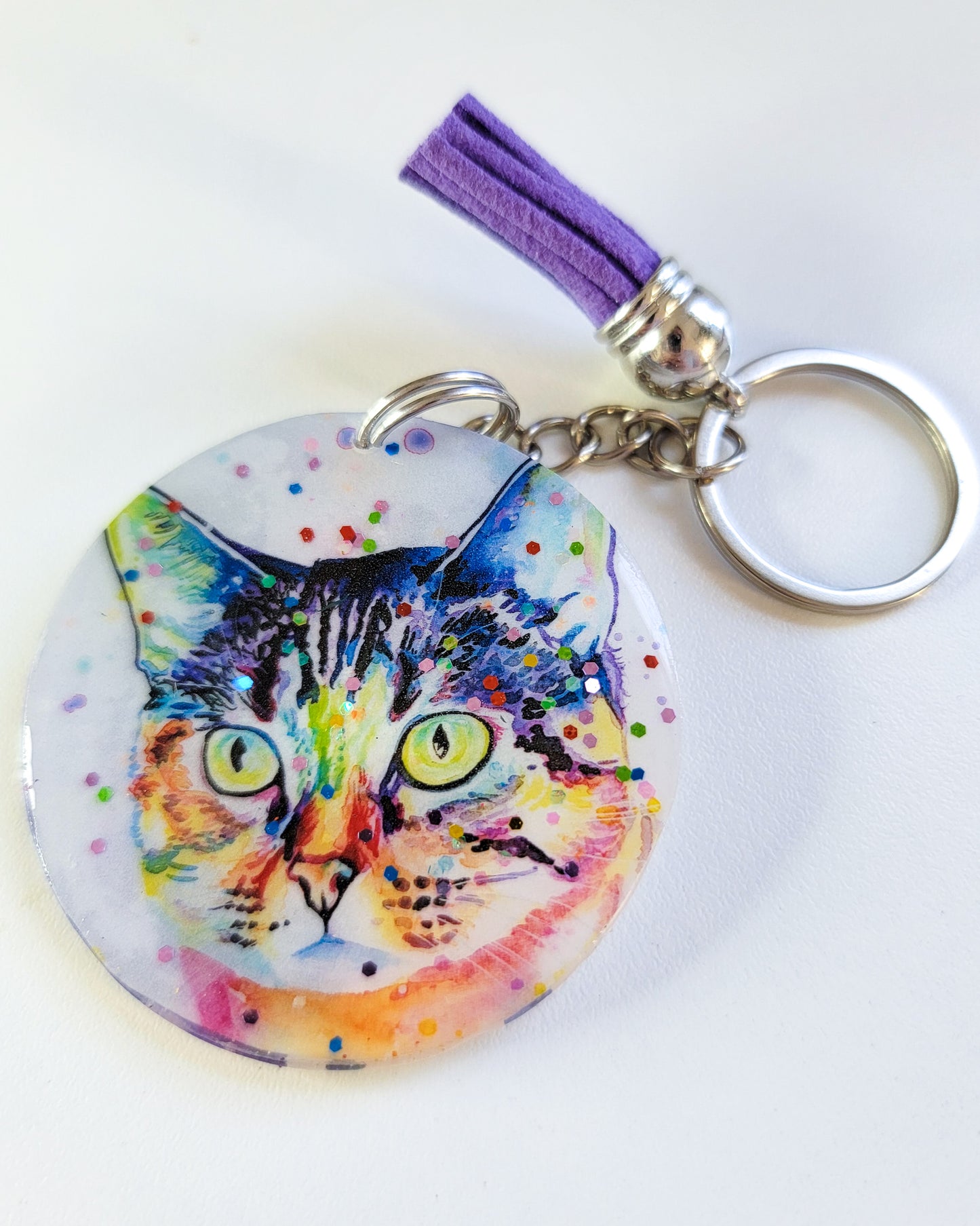 Glitter Cat Keychain