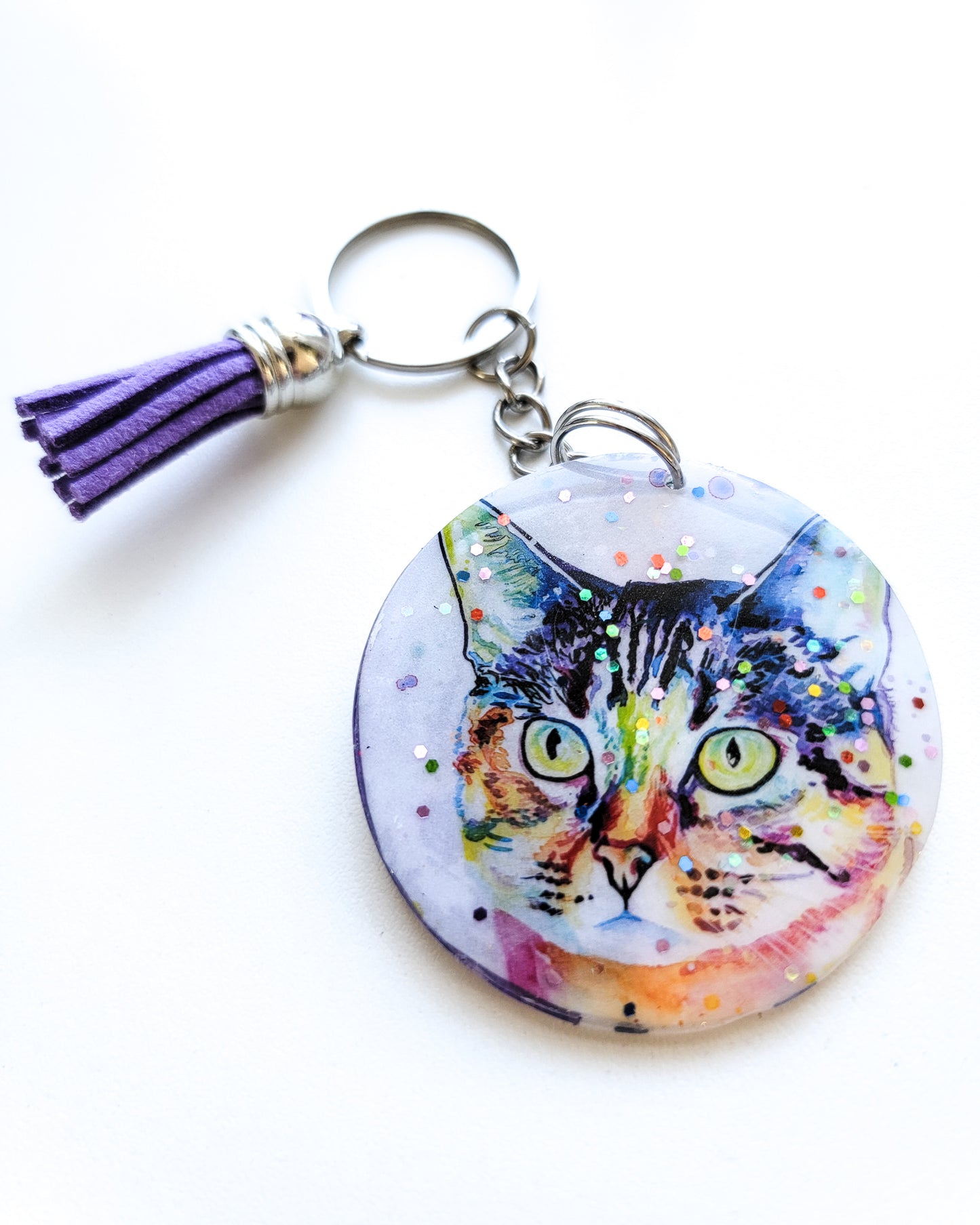 Glitter Cat Keychain