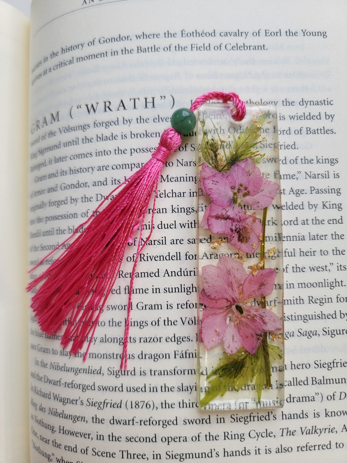 Pink Floral Bookmark with Jasper