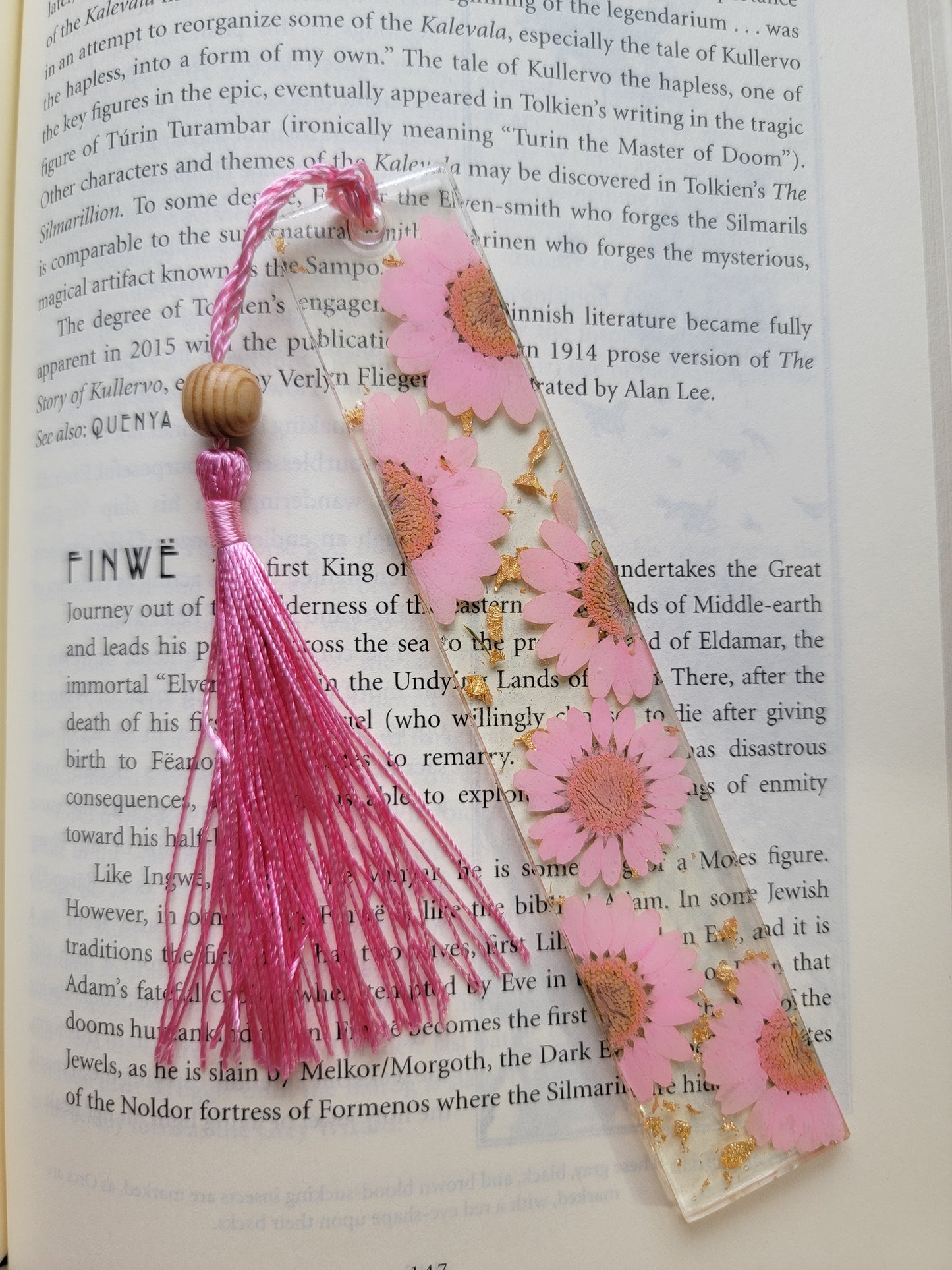 Pink Floral Bookmark