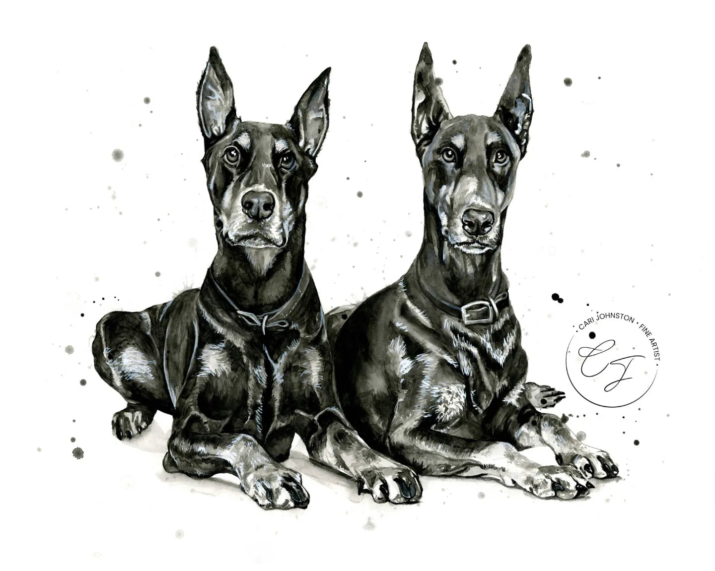 Custom Pet Portrait in Black & Grey