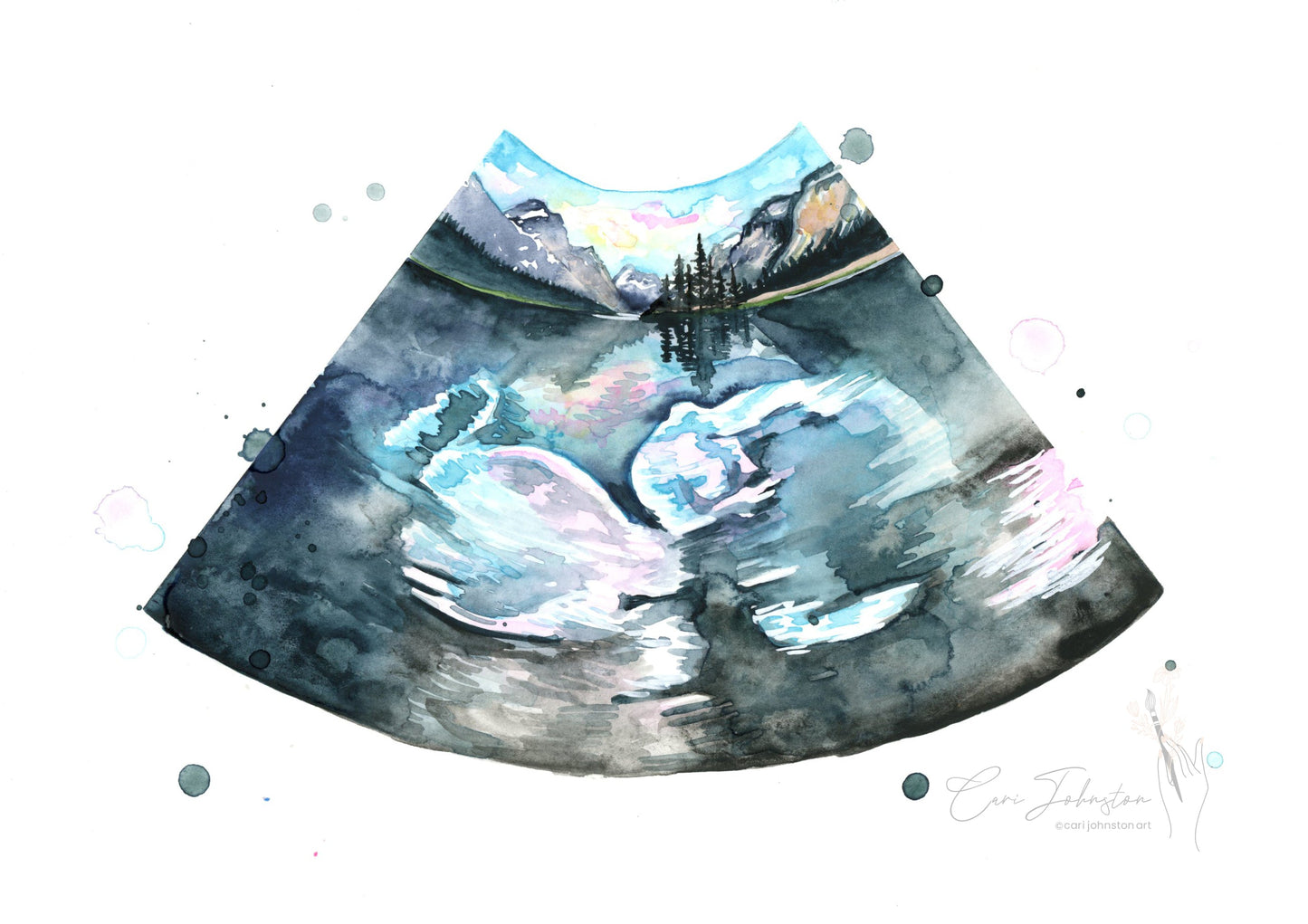 Hand-painted custom scenic ultrasound watercolour painting
Morraine lake painting
Personalized sonogram painting with landscape background
Custom pregnancy ultrasound art watercolour
Memorial sonogram painting hand-painted