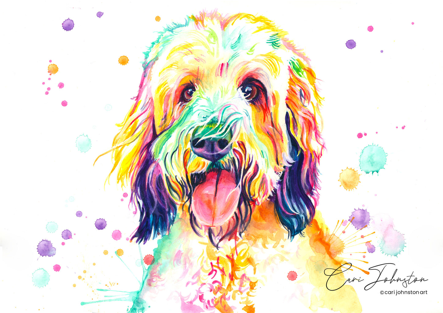 Custom Pet Portrait Rainbow Style