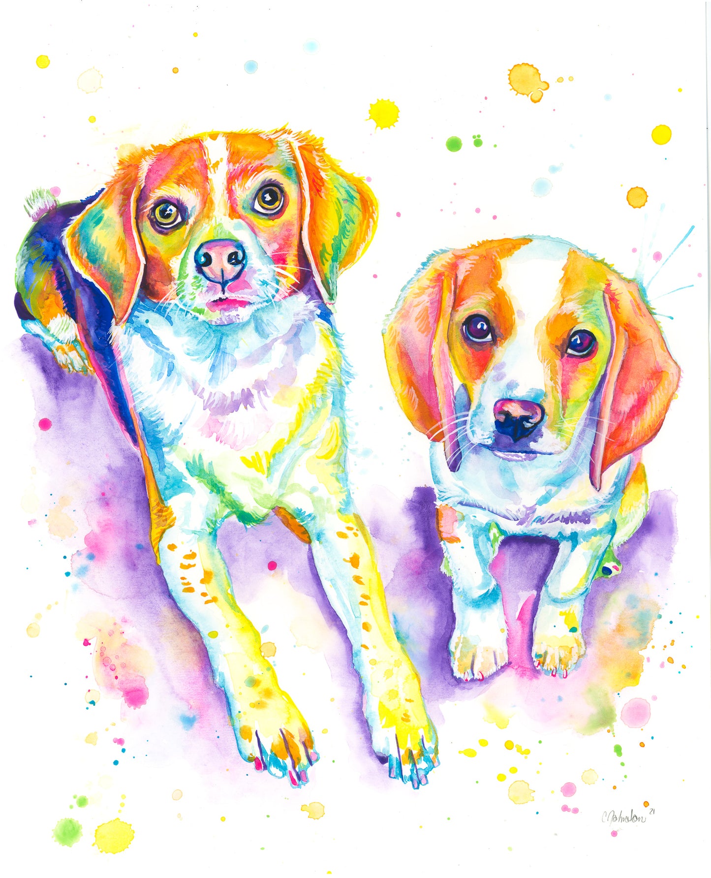 Custom Pet Portrait Rainbow Style