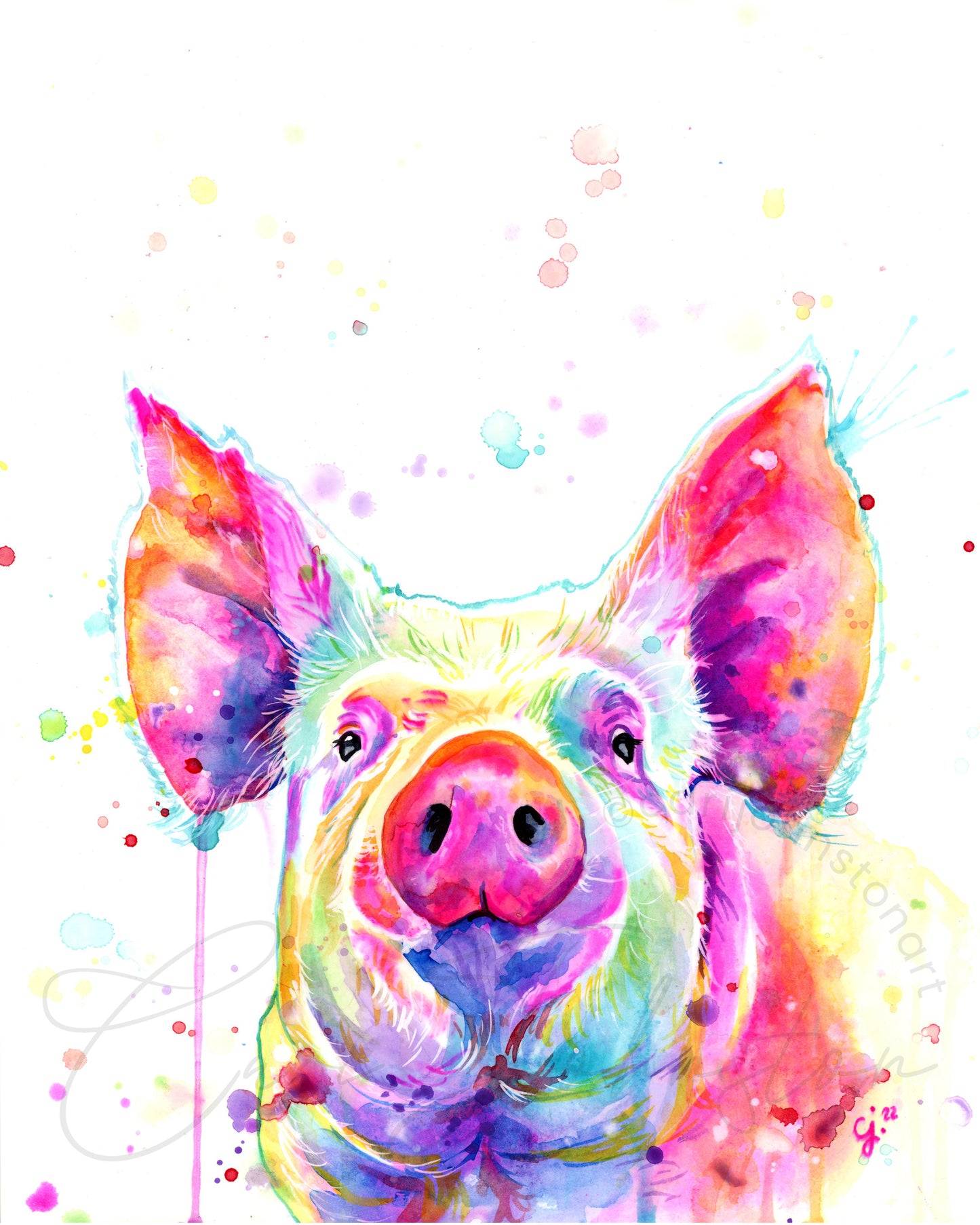 Pig Original Watercolour Painting