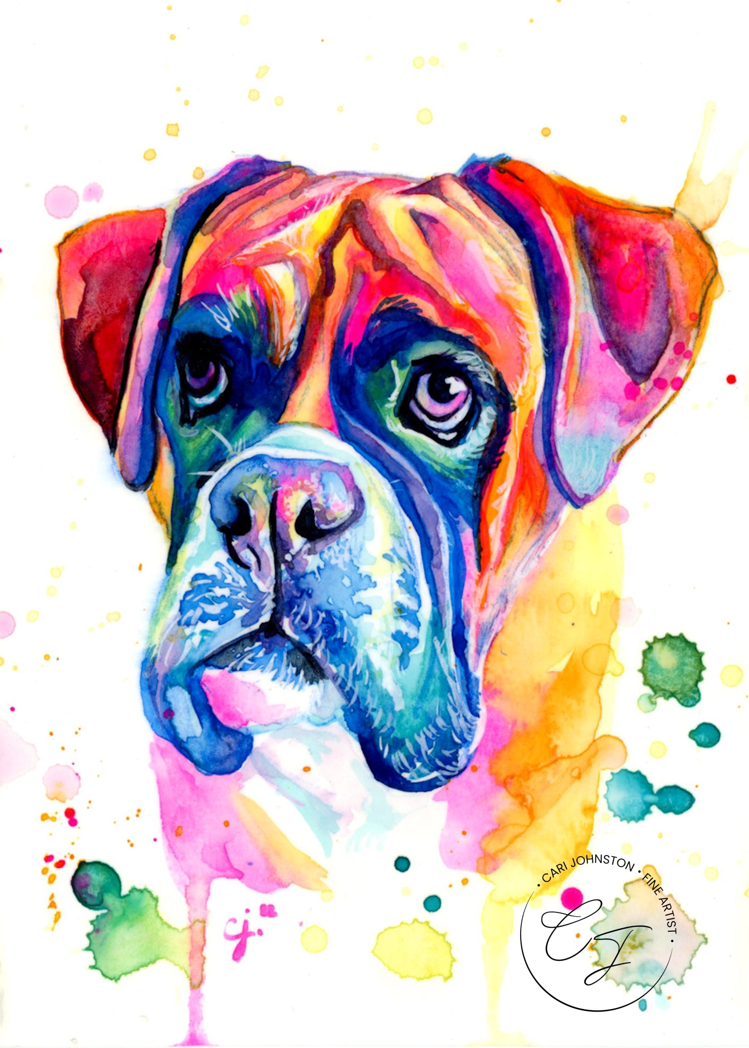 Watercolor 2024 boxer dog