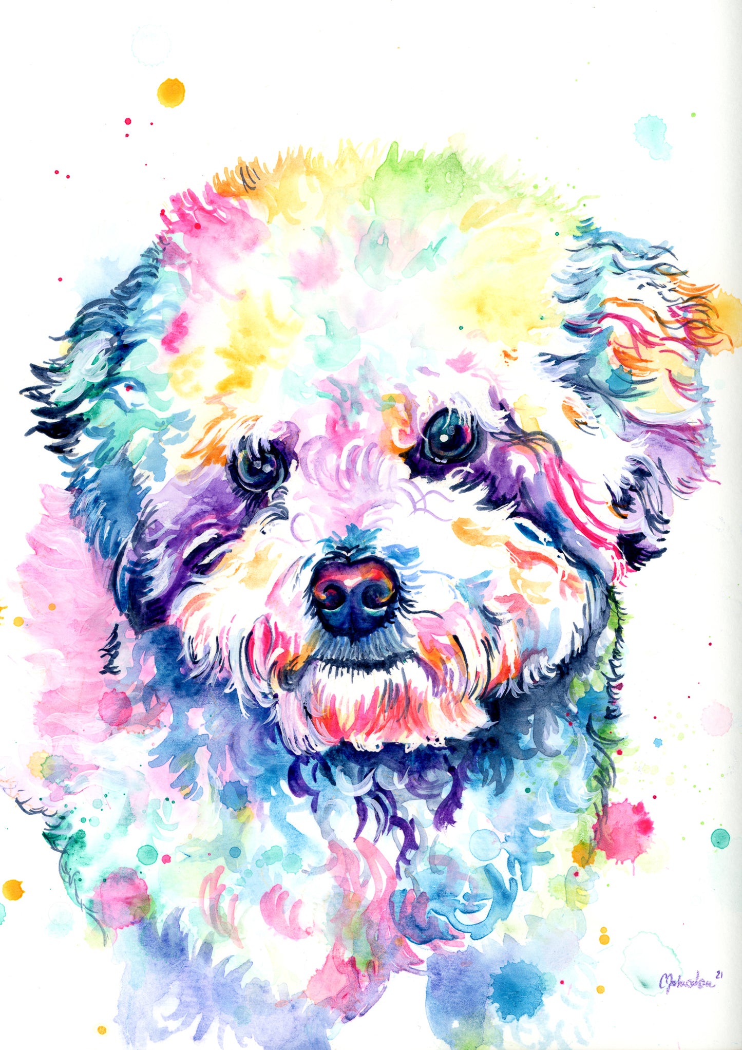 Custom Pet Portrait Rainbow Style