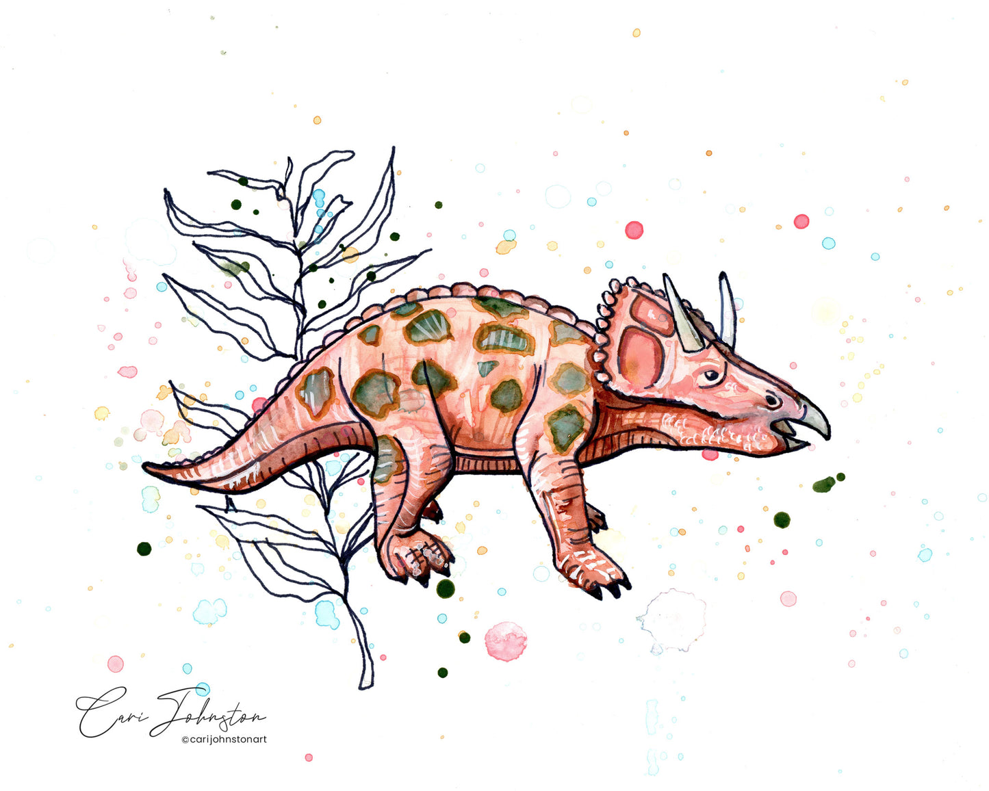 Boho Triceratops Print