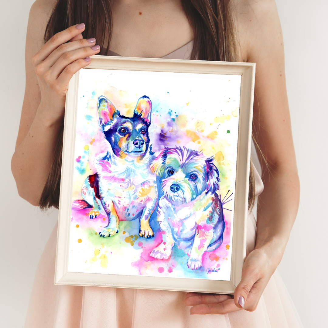 Custom Pet Portrait Rainbow Style